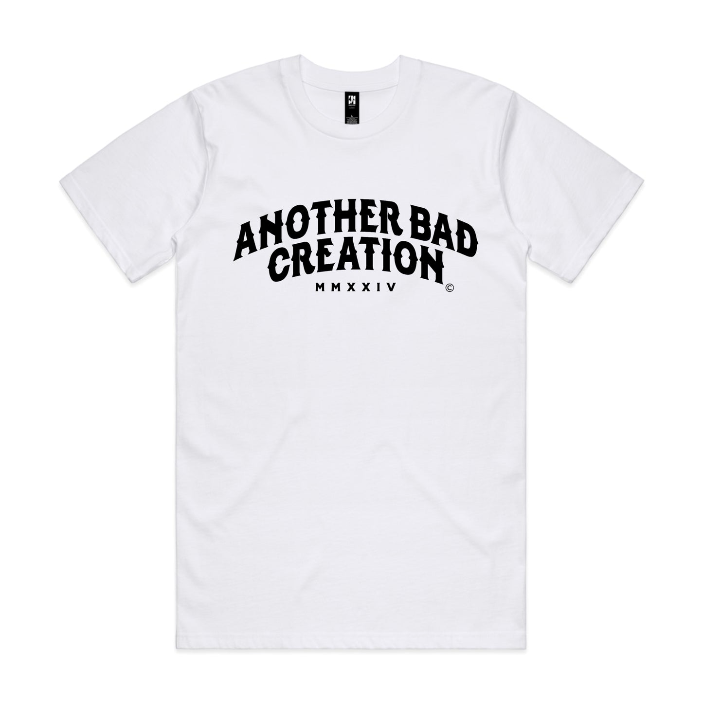 MENS ANOTHER BAD CREATION -ABC MMXXIV LOGO - WHITE CLASSIC TEE - 5026 - LAST STOCK - SALE