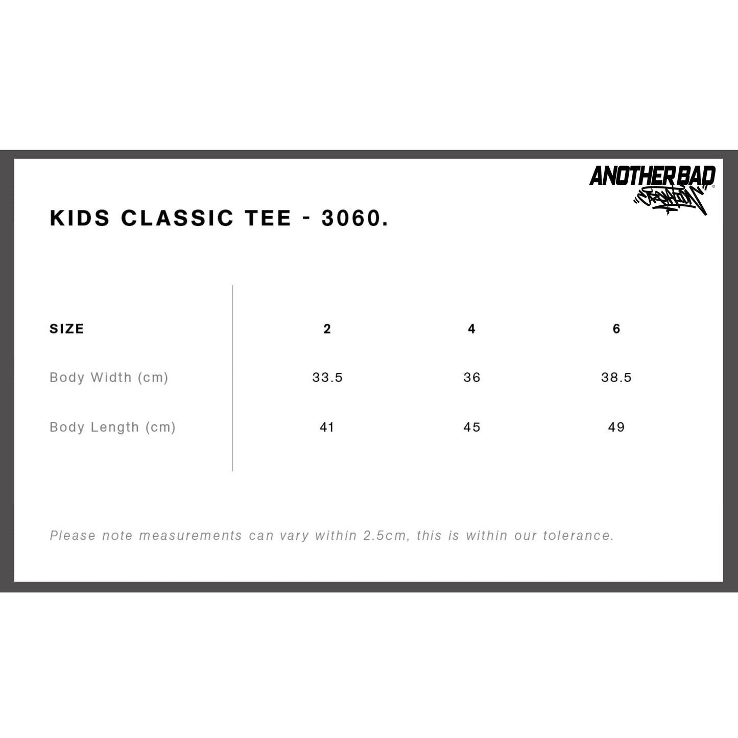 KIDS ANOTHER BAD CREATION - ABC TEAL DEC DROP - CLASSIC TEE - 3060 - BLACK