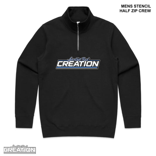 MENS ANOTHER BAD CREATION - ABC GEL BLUE DROP STENCIL HALF ZIP CREW - BLACK