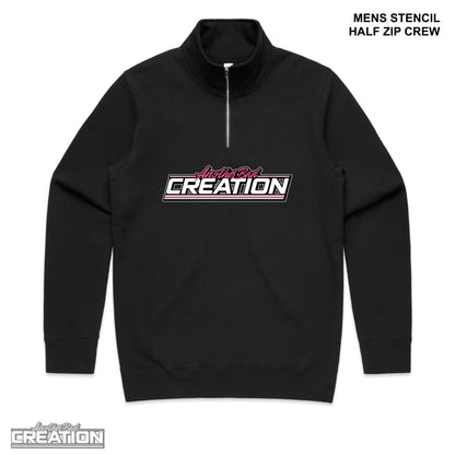 MENS ANOTHER BAD CREATION - ABC GEL PINK DROP STENCIL HALF ZIP CREW - BLACK