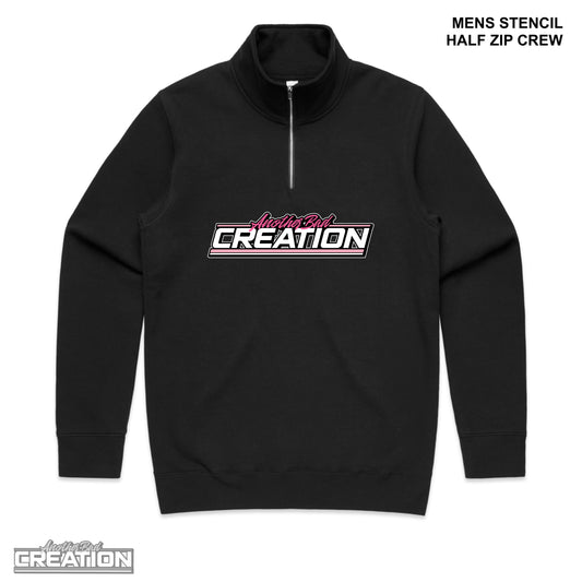 MENS ANOTHER BAD CREATION - ABC GEL PINK DROP STENCIL HALF ZIP CREW - BLACK