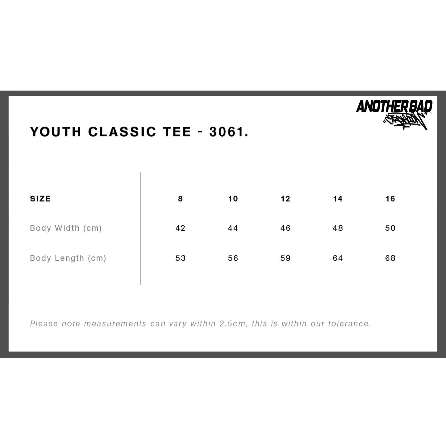 YOUTH ANOTHER BAD CREATION - ABC TEAL DEC DROP - CLASSIC TEE - 3061 - BLACK