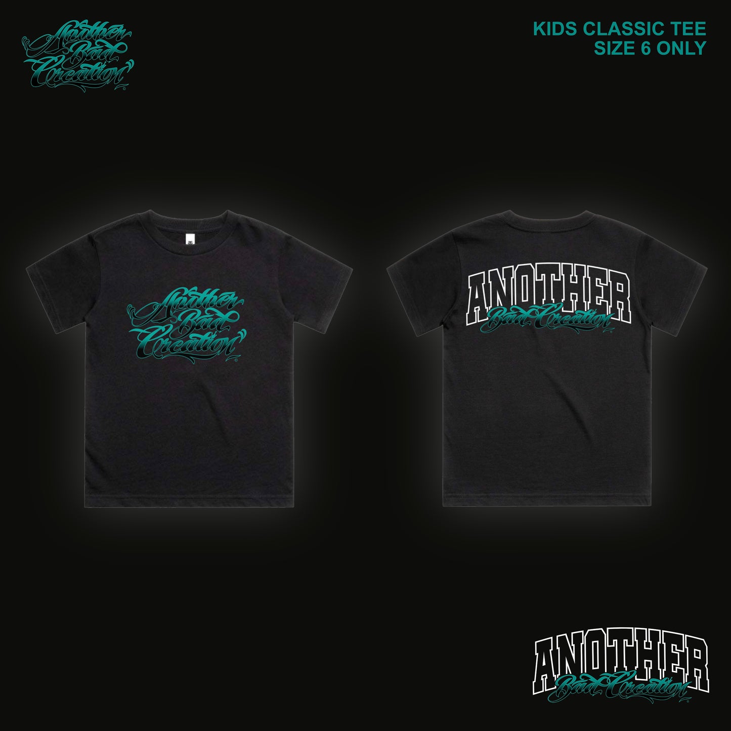 KIDS  ANOTHER BAD CREATION - ABC TEAL DEC DROP - CLASSIC TEE - 3060 - BLACK