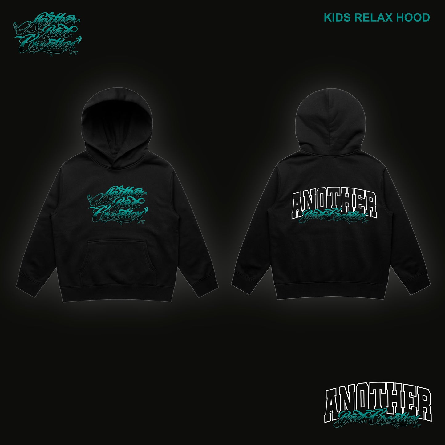 KIDS  ANOTHER BAD CREATION - ABC TEAL DEC DROP - RELAX HOOD - 3036 BLACK