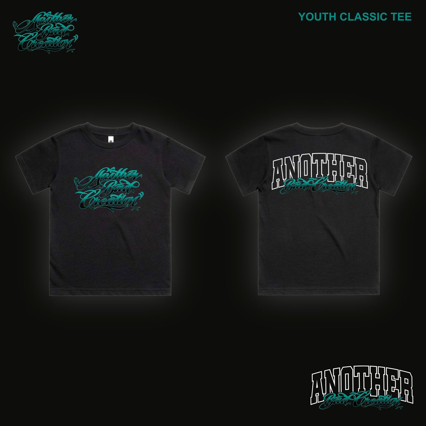 YOUTH ANOTHER BAD CREATION - ABC TEAL DEC DROP - CLASSIC TEE - 3061 - BLACK