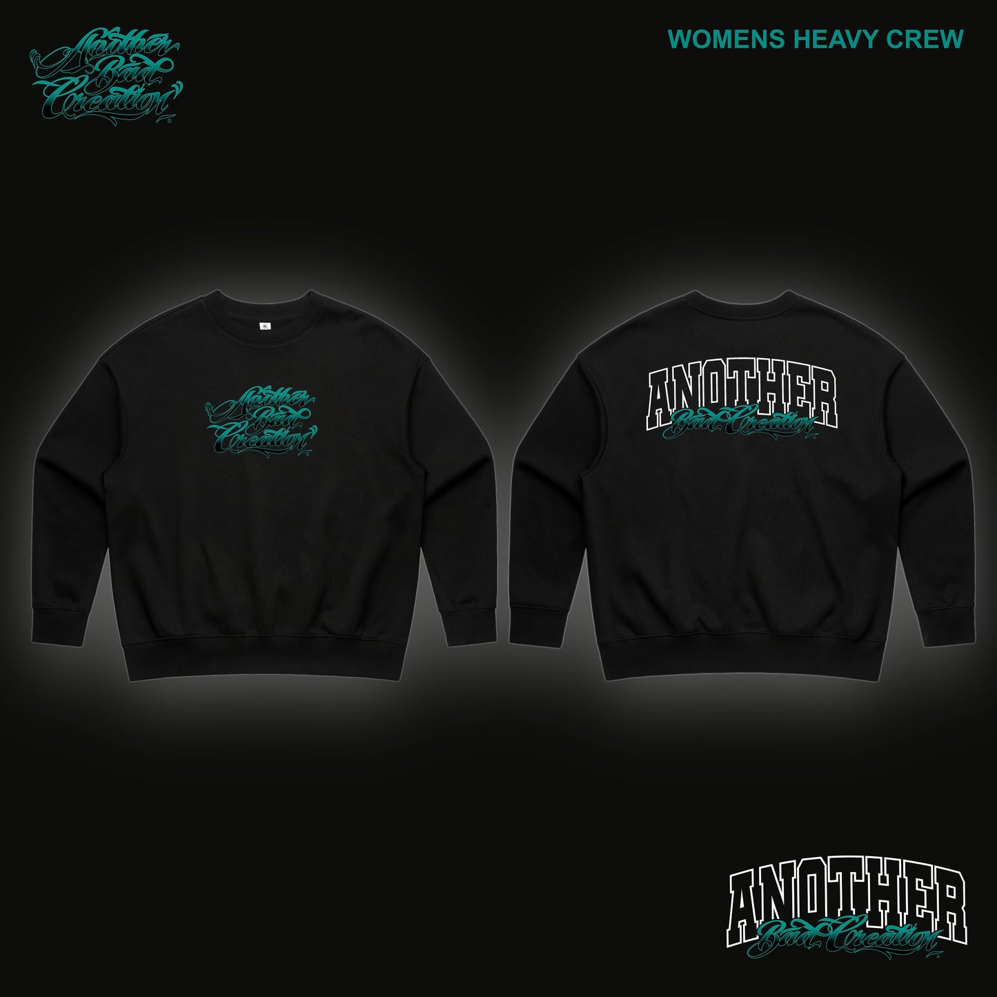 WOMENS ANOTHER BAD CREATION - ABC TEAL DEC DROP CREWNECKS