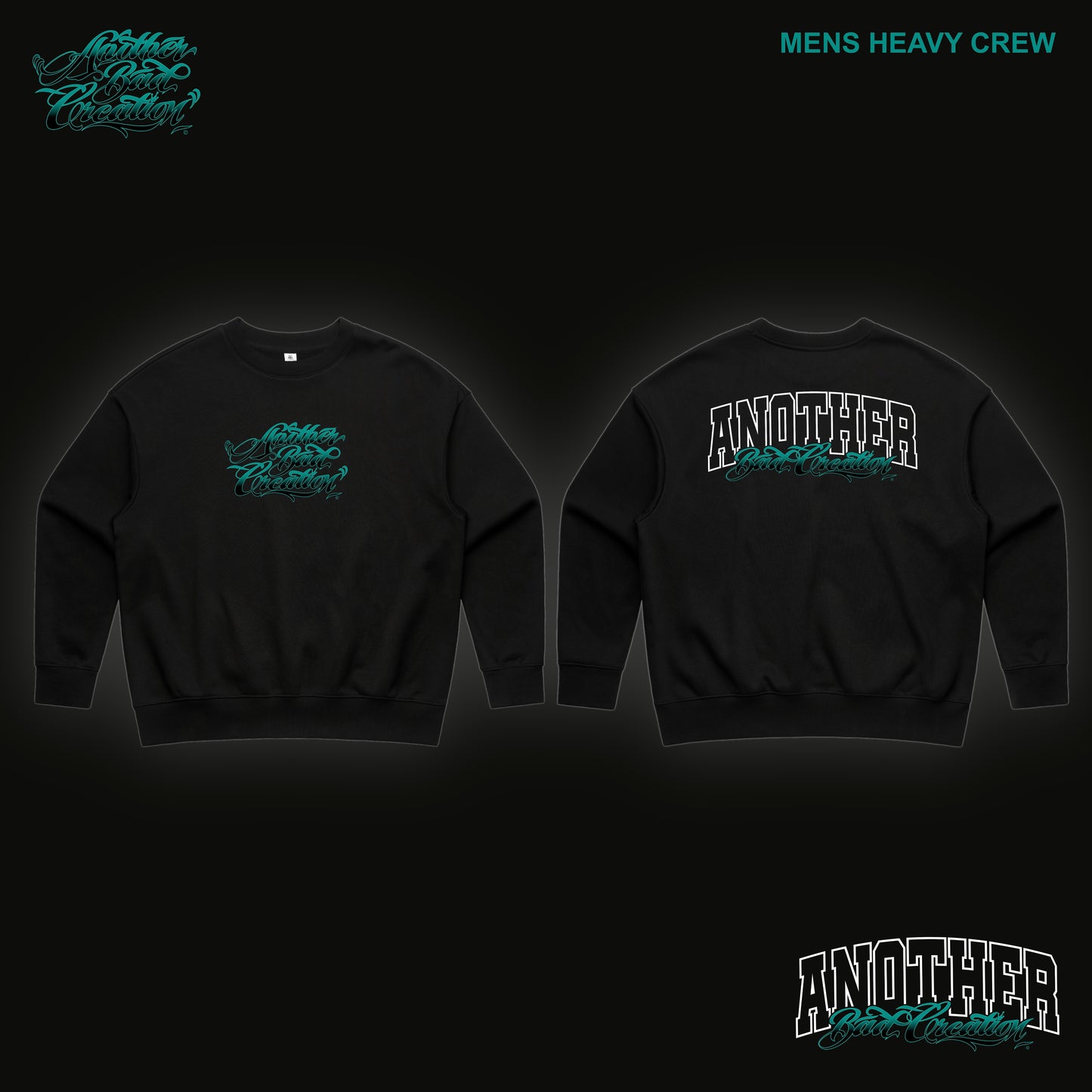 MENS ANOTHER BAD CREATION - ABC TEAL DEC DROP CREWNECKS - BLACK
