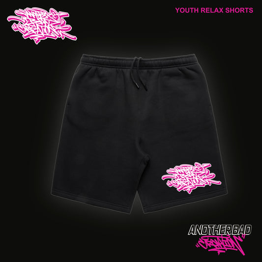 YOUTH ANOTHER BAD CREATION - ABC PINK ON BLACK DROP - RELAX TRACK SHORTS - 3043