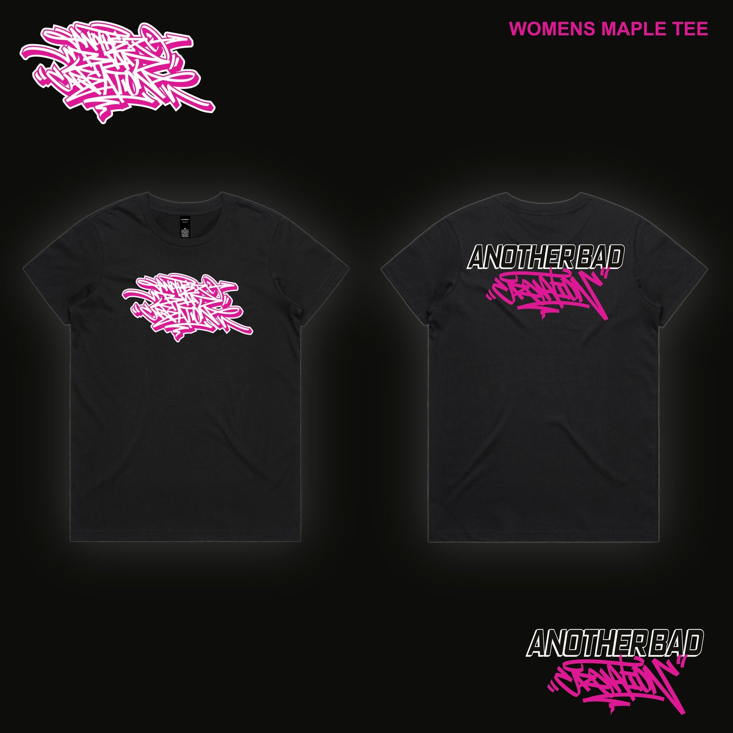 WOMENS ANOTHER BAD CREATION - ABC PINK ON BLACK DROP - TEES