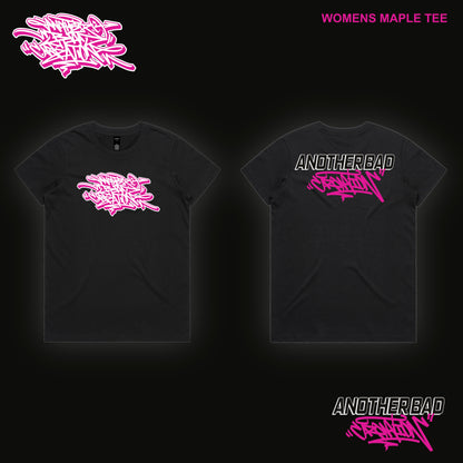 WOMENS ANOTHER BAD CREATION - ABC PINK ON BLACK DROP - TEES