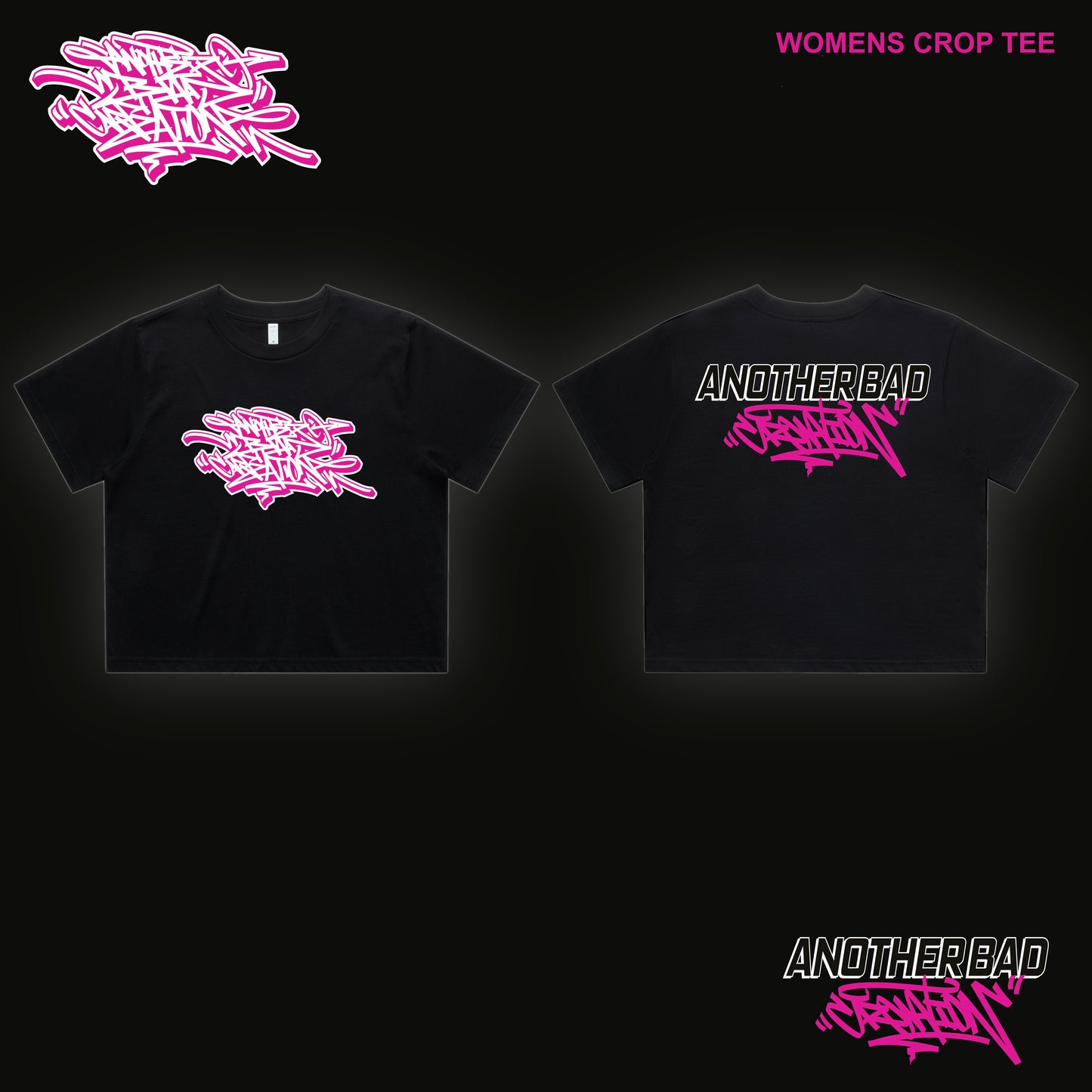 WOMENS ANOTHER BAD CREATION - ABC PINK ON BLACK DROP - TEES