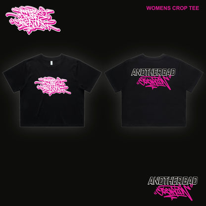 WOMENS ANOTHER BAD CREATION - ABC PINK ON BLACK DROP - TEES