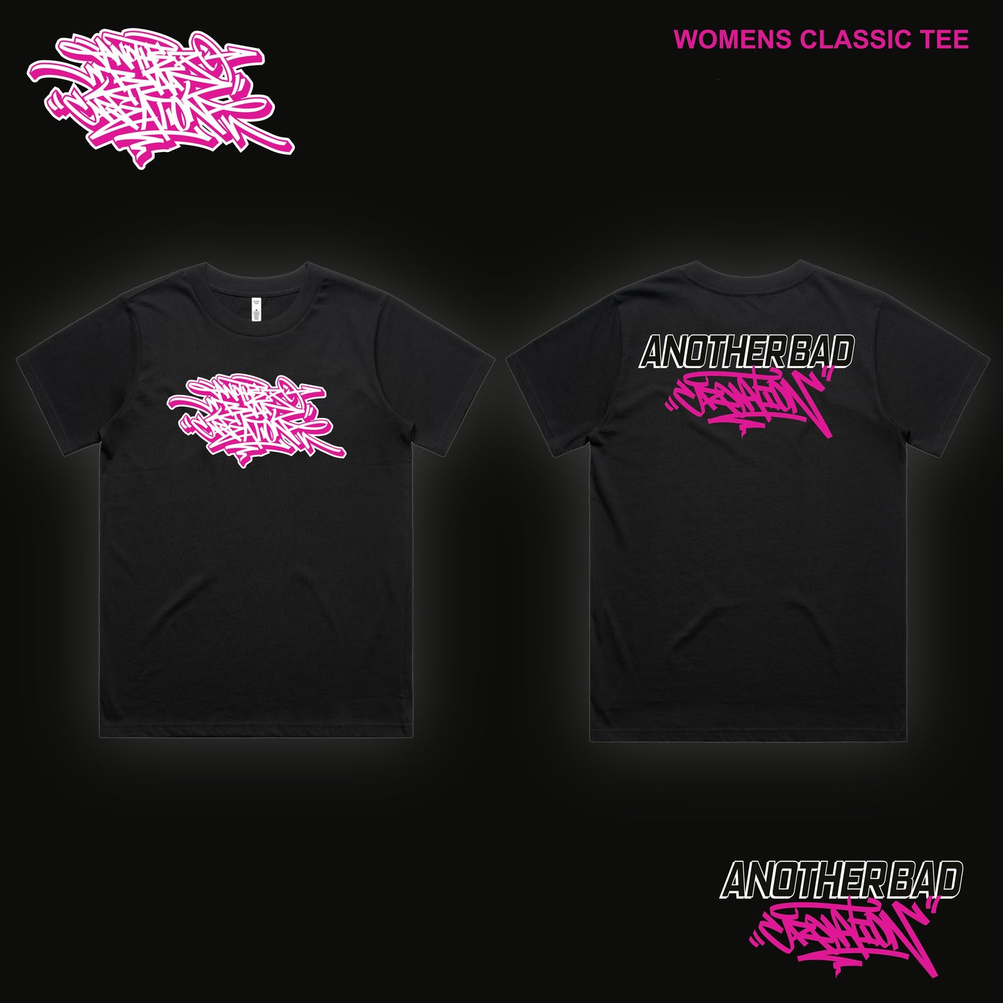 WOMENS ANOTHER BAD CREATION - ABC PINK ON BLACK DROP - TEES