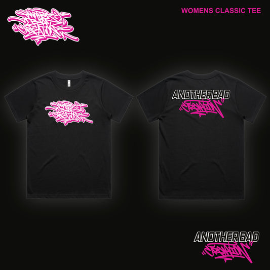 WOMENS ANOTHER BAD CREATION - ABC PINK ON BLACK DROP - TEES