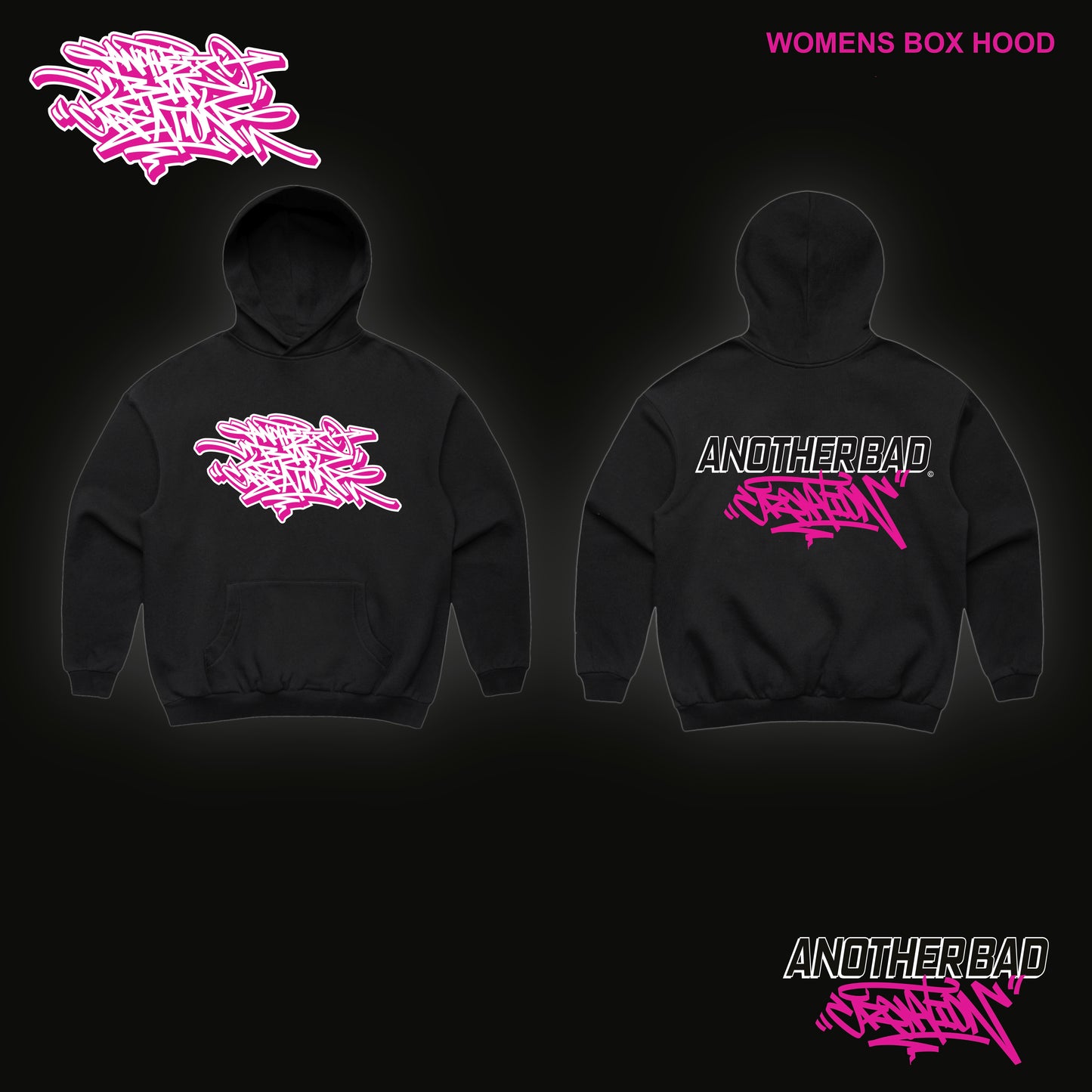 WOMENS ANOTHER BAD CREATION - ABC PINK ON BLACK DROP - HOODIES