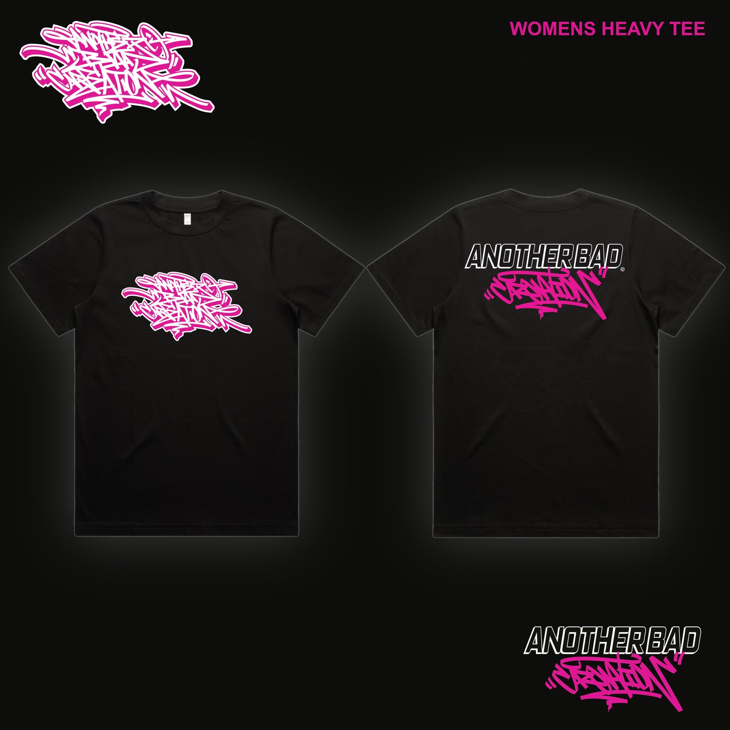 WOMENS ANOTHER BAD CREATION - ABC PINK ON BLACK DROP - TEES