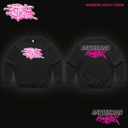WOMENS ANOTHER BAD CREATION - ABC PINK ON BLACK DROP CREWNECKS