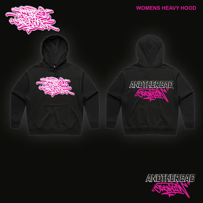 WOMENS ANOTHER BAD CREATION - ABC PINK ON BLACK DROP - HOODIES