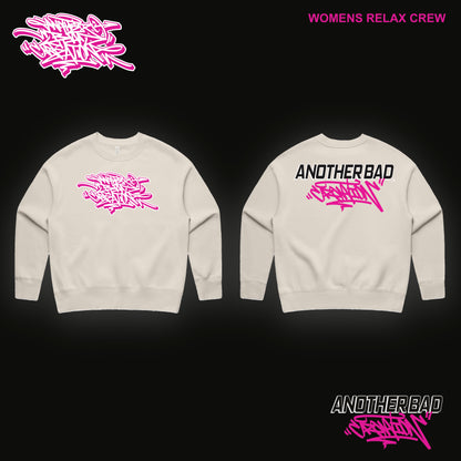 WOMENS ANOTHER BAD CREATION - ABC PINK MARCH BONE DROP CREWNECKS