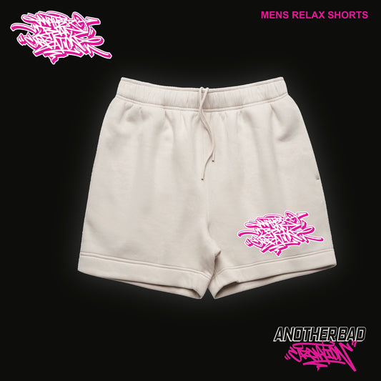 MENS ANOTHER BAD CREATION - ABC PINK MARCH BONE DROP - RELAX SHORTS 18" - 5933