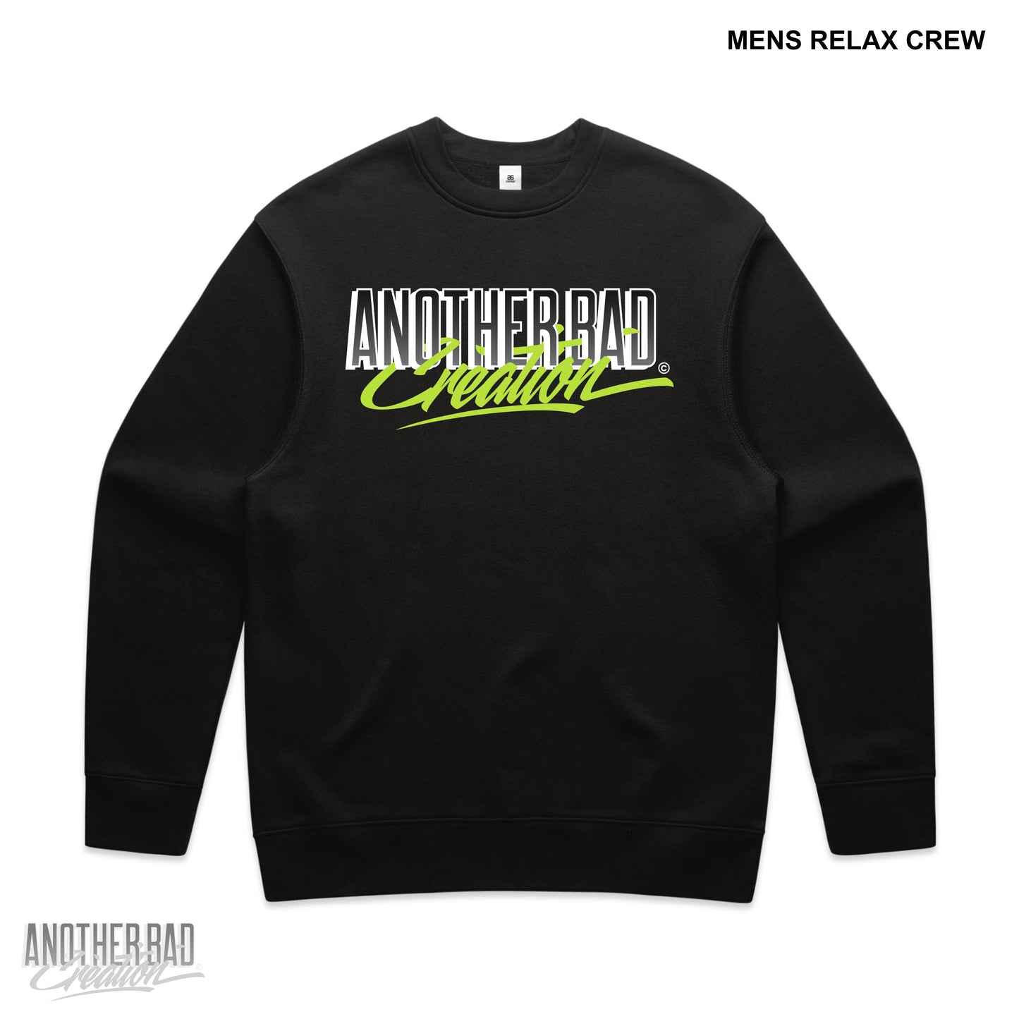 MENS ANOTHER BAD CREATION - ABC NEON MARCH DROP CREWNECKS - BLACK