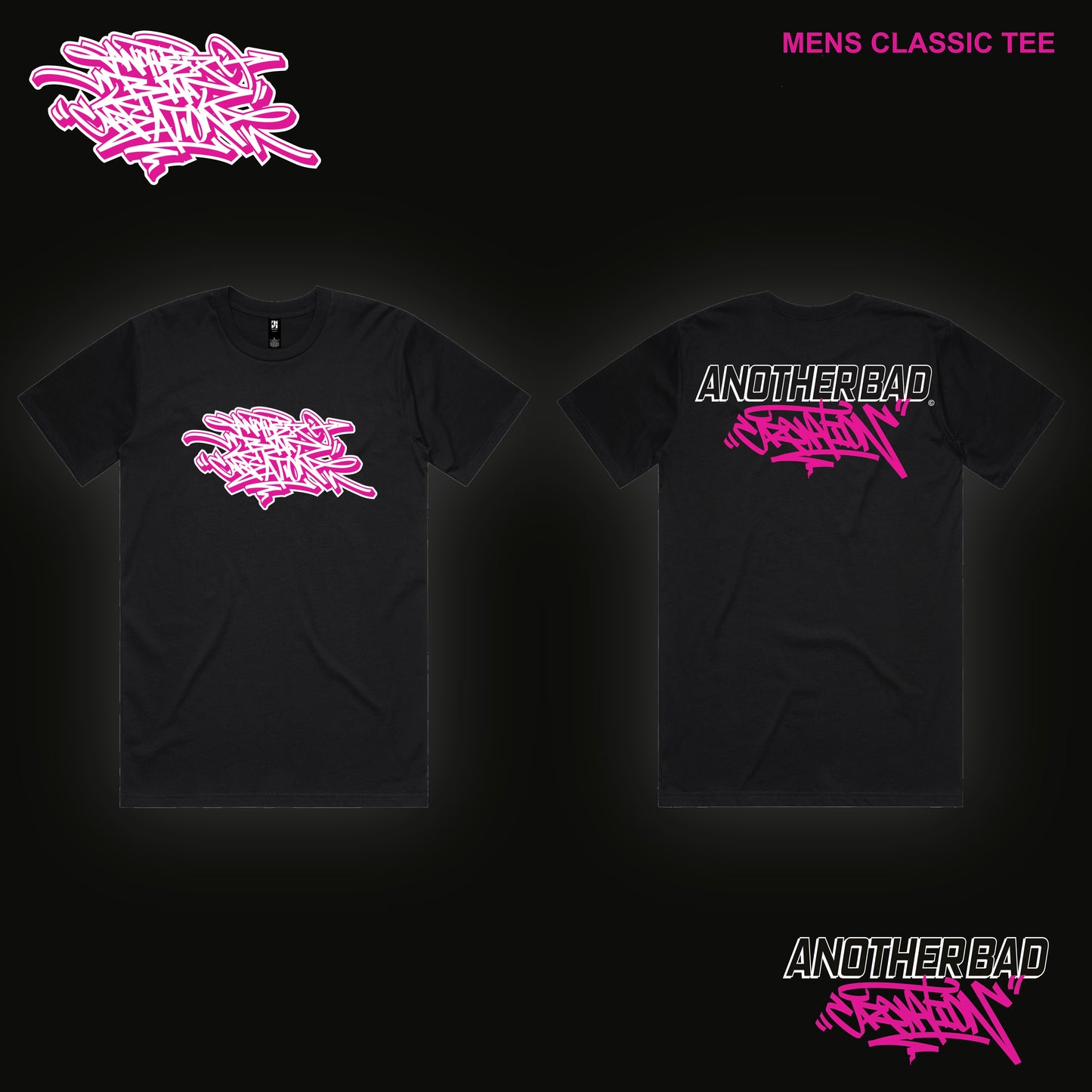 MENS ANOTHER BAD CREATION - ABC PINK ON BLACK DROP - MENS TEES