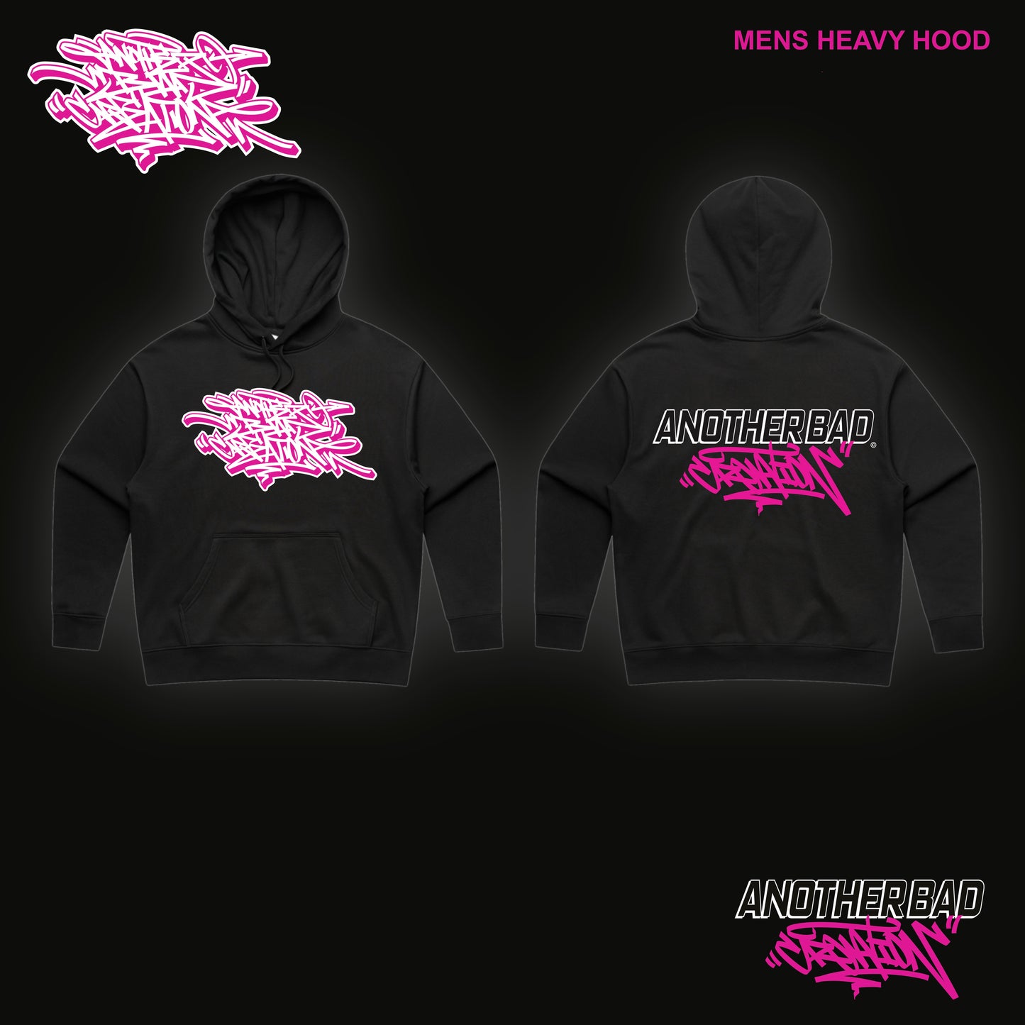 MENS ANOTHER BAD CREATION - ABC PINK ON BLACK DROP - HOODIES