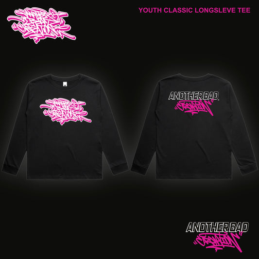 YOUTH  ANOTHER BAD CREATION - ABC PINK ON BLACK DROP - CLASSIC LONG SLEEVE TEE - 3063 BLACK