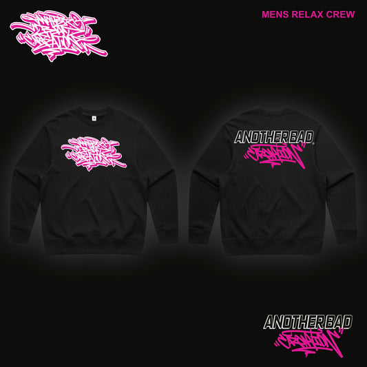 MENS ANOTHER BAD CREATION - ABC PINK ON BLACK DROP CREWNECKS - BLACK