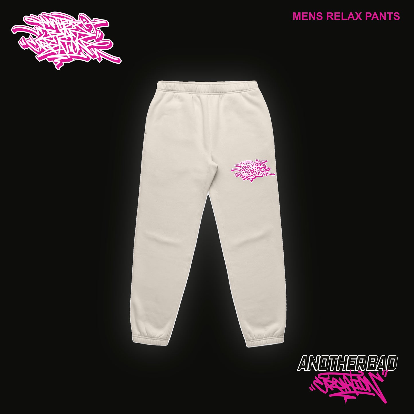 MENS ANOTHER BAD CREATION - ABC PINK ON BONE DROP - RELAX PANTS - 5932