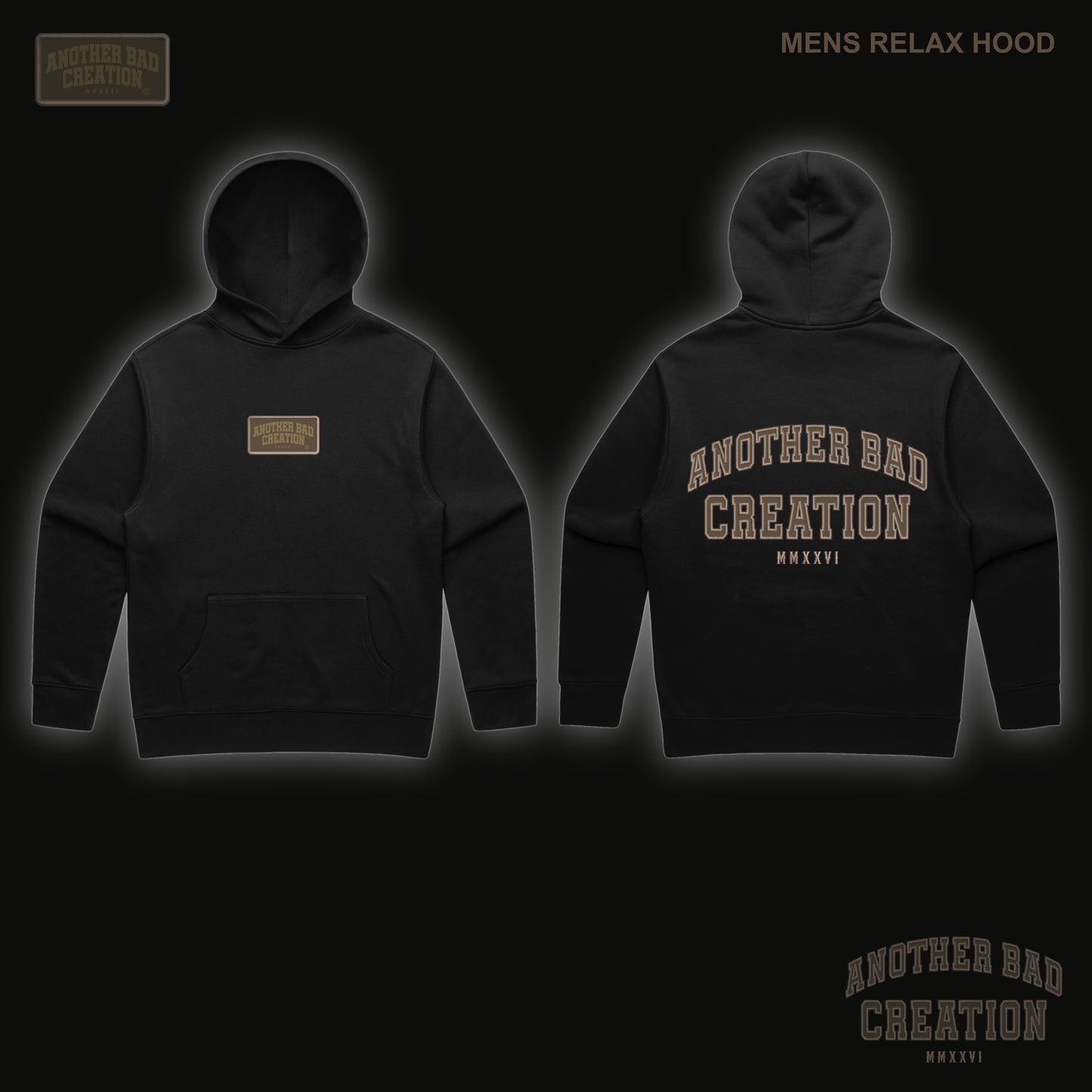 MENS ANOTHER BAD CREATION - ABC BROWN EMB JUNE DROP ON BLACK - HOODIES