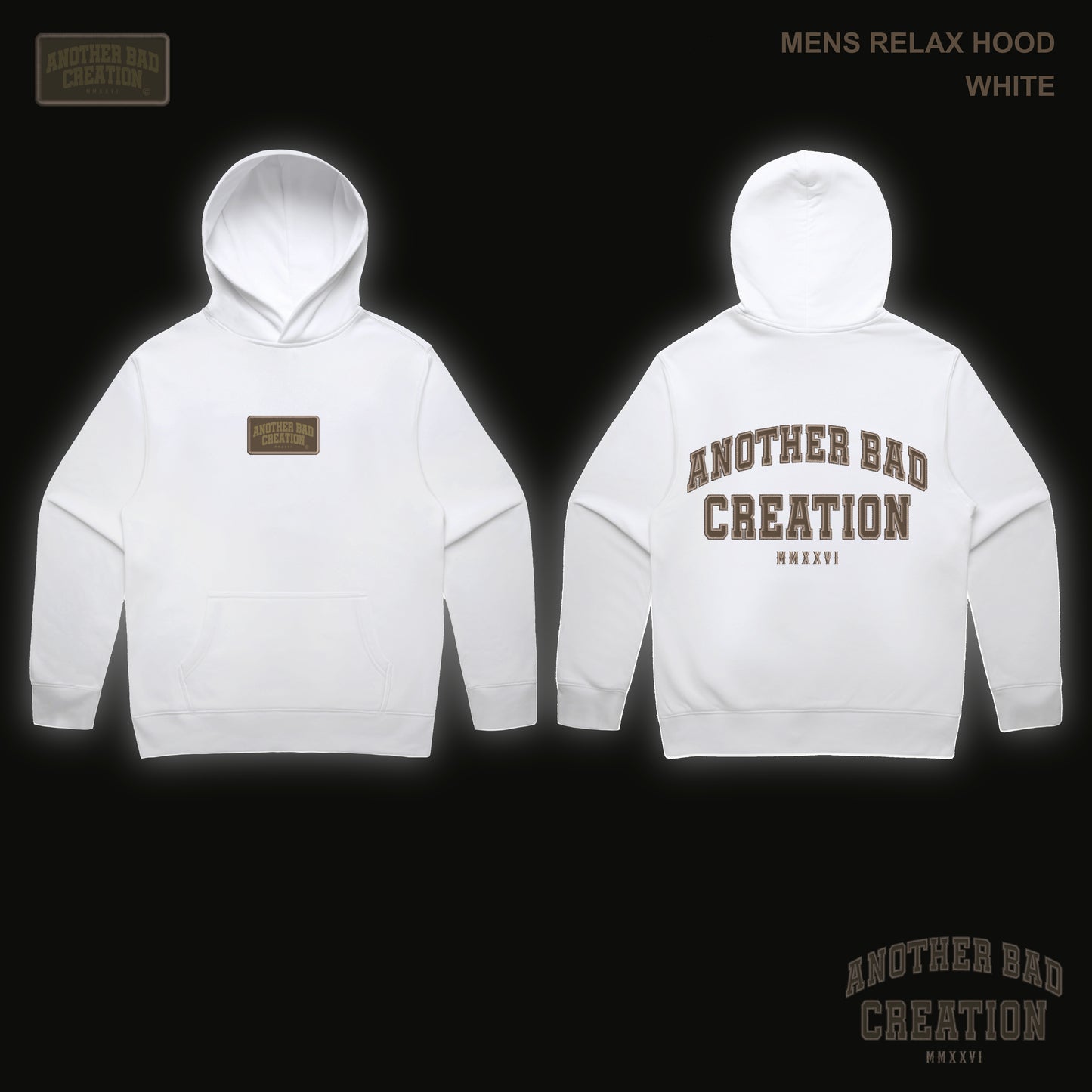 MENS ANOTHER BAD CREATION - ABC BROWN EMB JUNE DROP - RELAX HOODIE - 5161 - WHITE