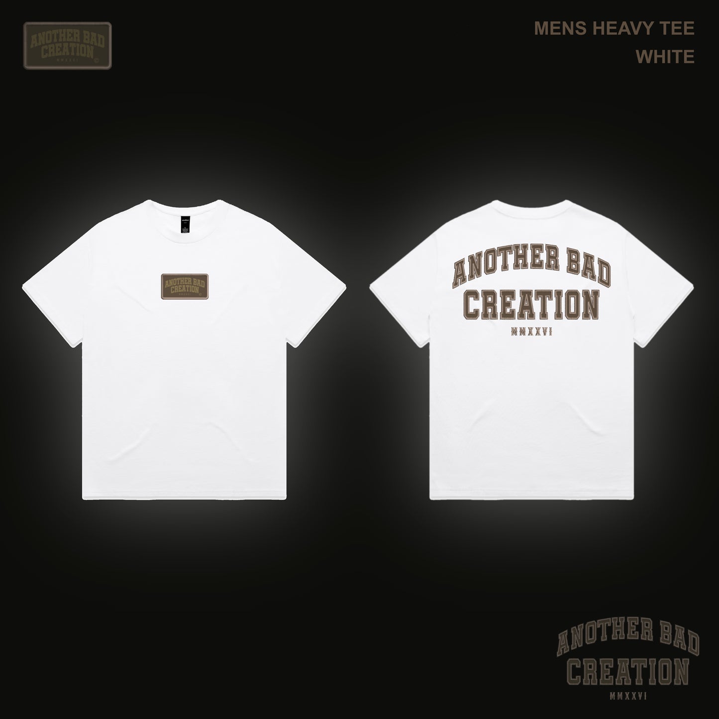 MENS ANOTHER BAD CREATION - ABC BROWN EMB JUNE DROP - MENS HEAVY TEES - 5080 - BLACK - WHITE