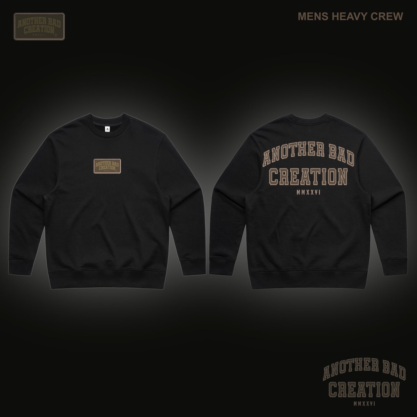 MENS ANOTHER BAD CREATION - ABC BROWN EMB JUNE DROP CREWNECKS - BLACK