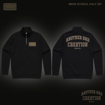 MENS ANOTHER BAD CREATION - ABC BROWN EMB JUNE DROP - STENCIL HALF ZIP CREW - 5125 - BLACK
