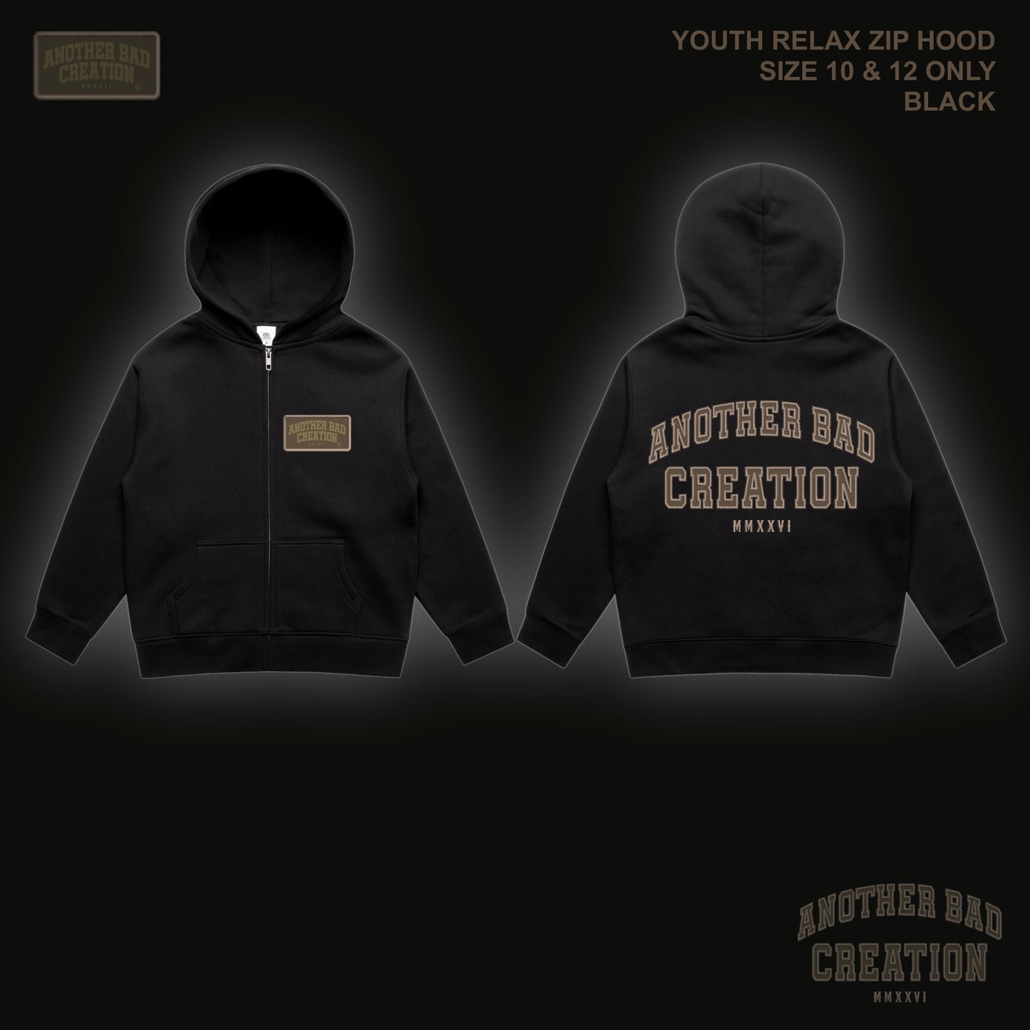 YOUTH ANOTHER BAD CREATION - ABC BROWN EMB JUNE DROP - HOODIES - BLACK