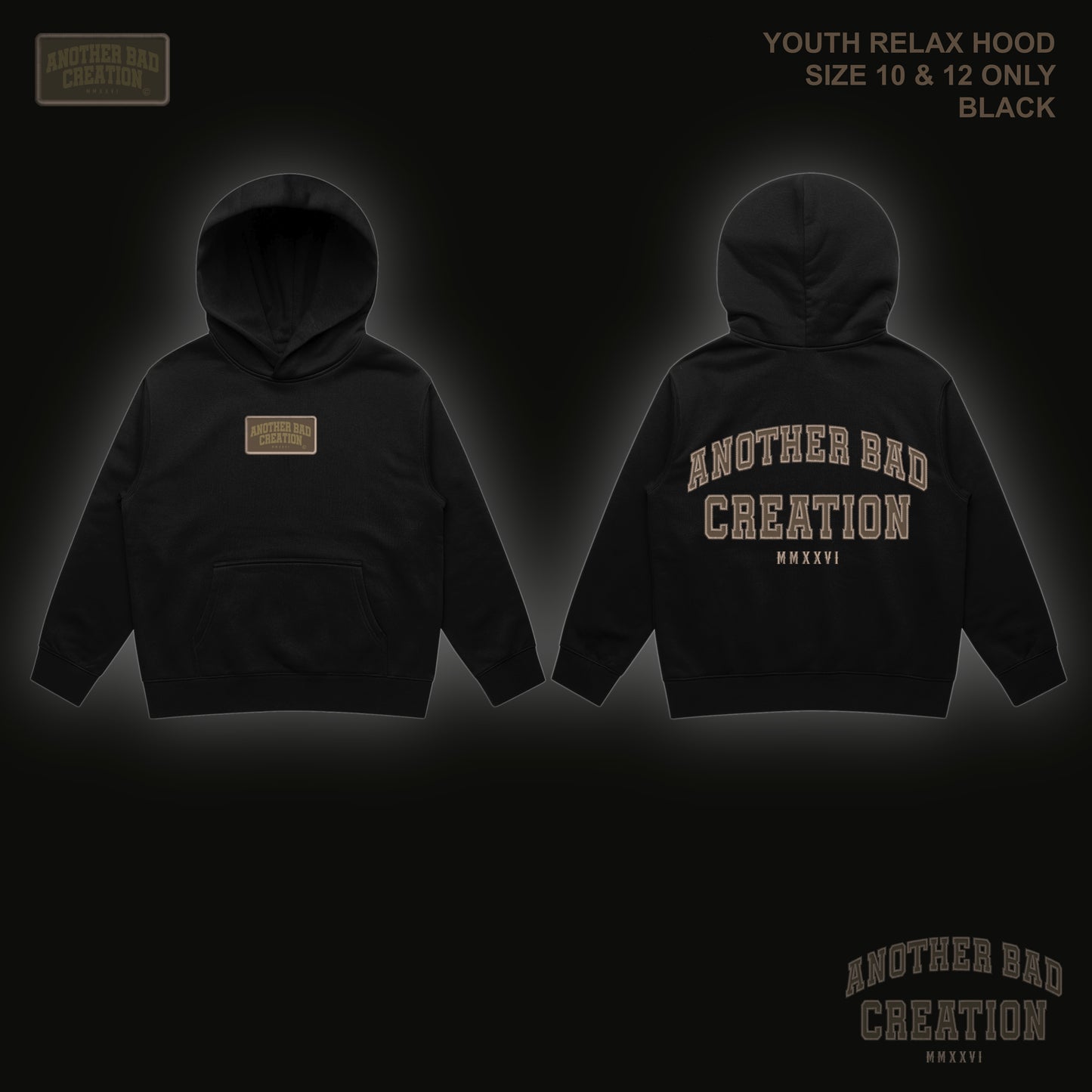 YOUTH ANOTHER BAD CREATION - ABC BROWN EMB JUNE DROP - HOODIES - BLACK