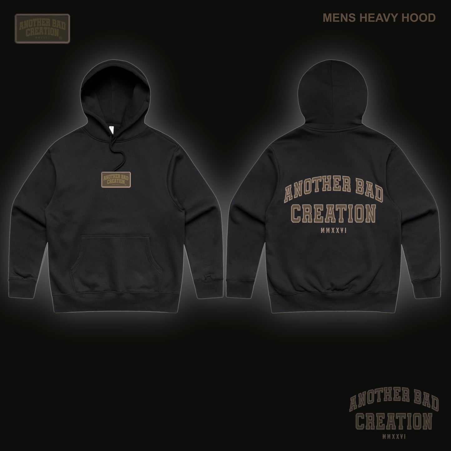 MENS ANOTHER BAD CREATION - ABC BROWN EMB JUNE DROP ON BLACK - HOODIES
