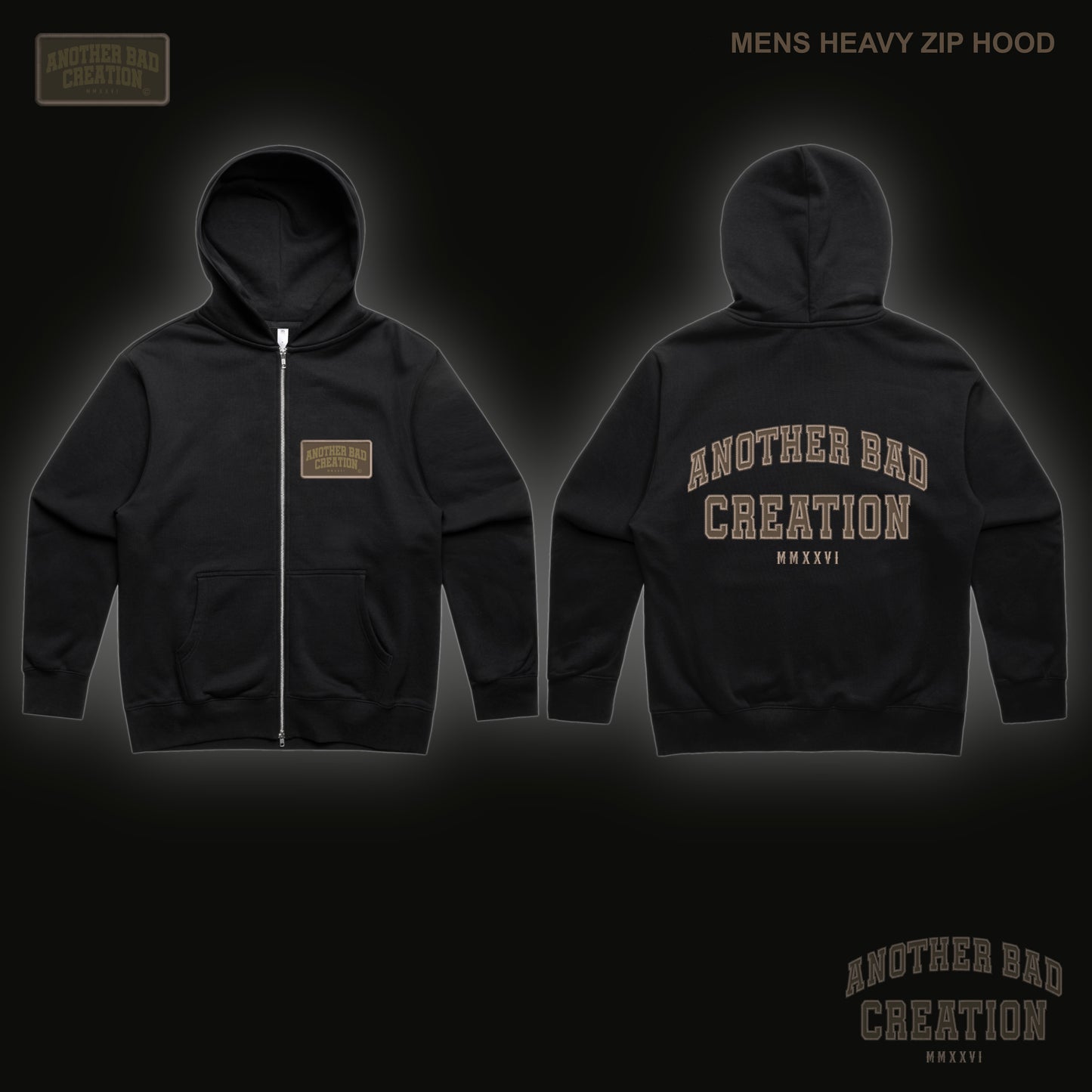 MENS ANOTHER BAD CREATION - ABC BROWN EMB JUNE DROP ON BLACK - HOODIES