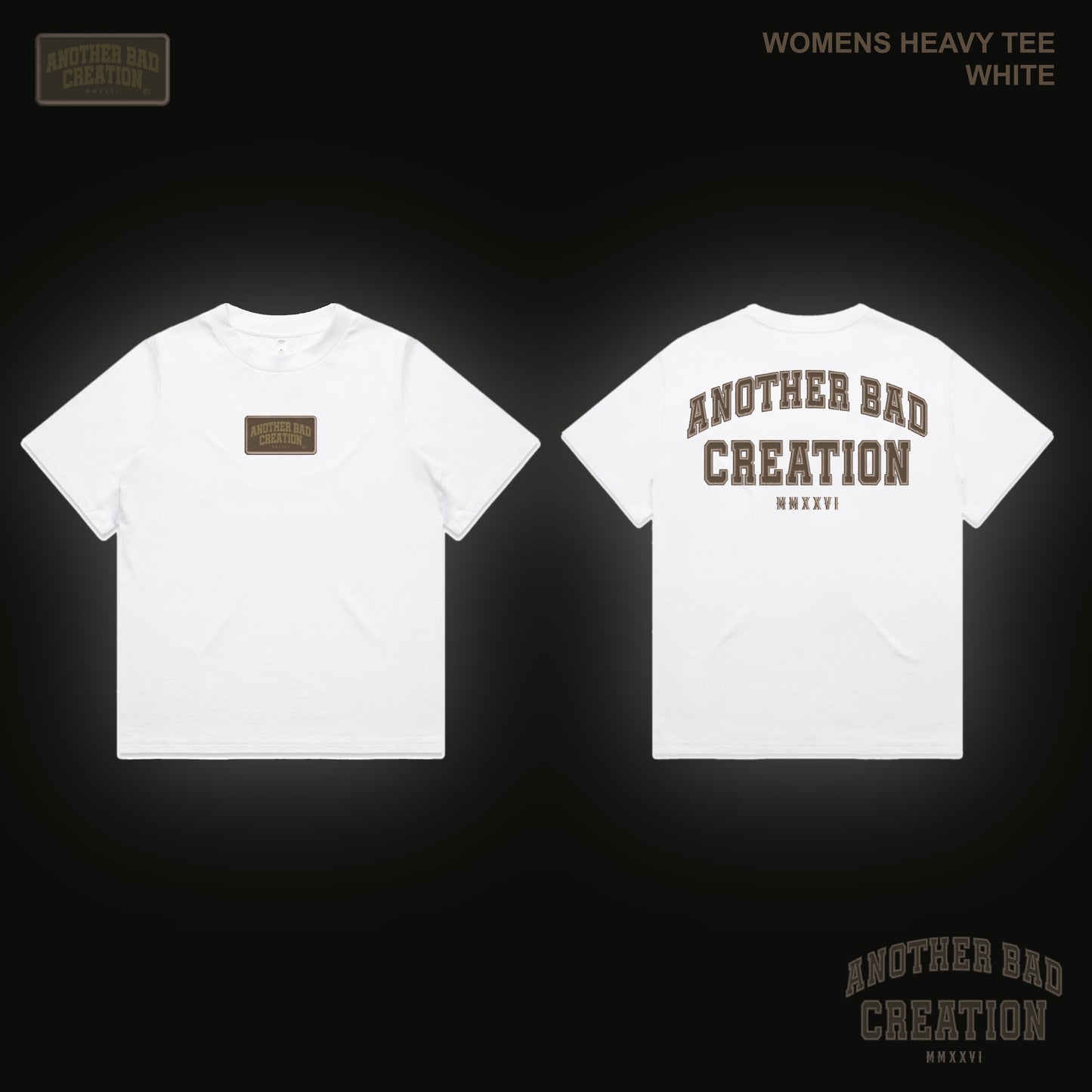 WOMENS ANOTHER BAD CREATION - ABC BROWN EMB JUNE  DROP - HEAVY TEES - BLACK - WHITE