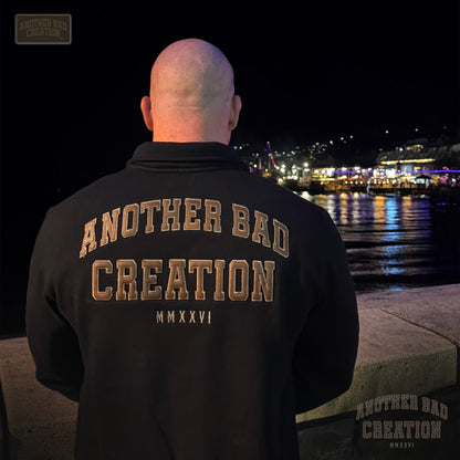 MENS ANOTHER BAD CREATION - ABC BROWN EMB JUNE DROP - STENCIL HALF ZIP CREW - 5125 - BLACK
